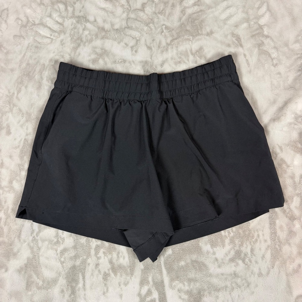 Athleta Weekender Run Shorts Black Elastic Waist Pockets Womens Size Medium